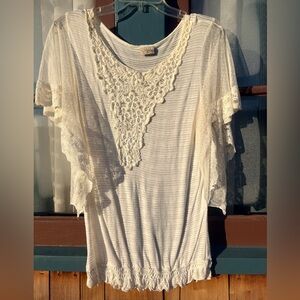 Daytrip Cream Lace Accent Blouse